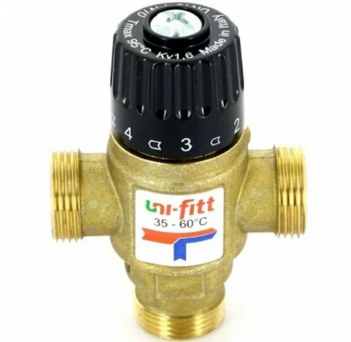 Клапан термосмесительный 3/4'' нар/нар/нар боковое смешение 35-60 град. UNI-FITT (Италия) Клапан термосмесительный 3/4'' нар/нар/нар боковое смешение 35-60 град. UNI-FITT (Италия)