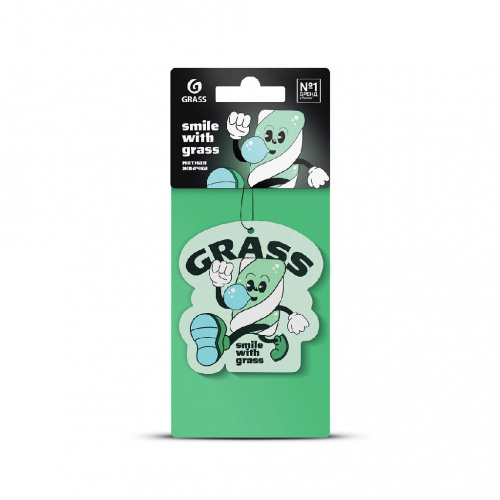 Ароматизатор картонный подвесной  GRASS "СМАЙЛ" (мятная жвачка)