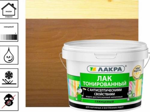 Лак в/д тонированный Лакра Орех 2,5кг Л-С