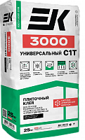 Плиточный клей для плитки и керамогранита ЕК 3000 Универсальный класс С1Т армированный (25кг) (004867)
