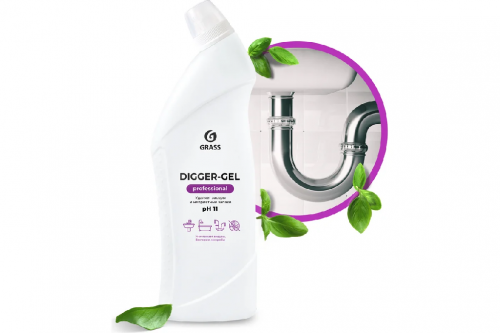 Щелочное средство для прочистки канализационных труб Grass Digger-gel Professional 125569