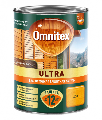 Влагостойкая лазурь Omnitex Ultra Сосна 0,9л арт. 50035912