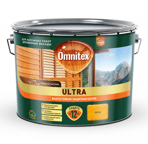 Влагостойкая лазурь Omnitex Ultra Сосна 9л арт. 50035910