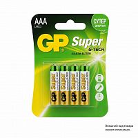 Батарейка ААА LR 3 GP Super G-Tech б/б 4S (уп. 4 шт.)