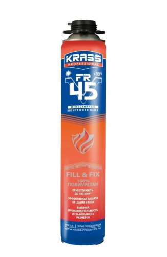 Пена монт огнестойкая KRASS Professional FR V45 пистолетная 0,75л Республика Беларусь