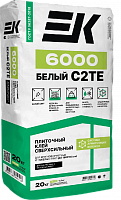 Плиточный клей сверхсильный для крупноформатных и тяжелых плит ЕК 6000 белый класс С2ТЕ армированный 20кг (00-00018954)