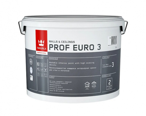Краска PROF EURO 3 С глубоко матовая, интерьерная 9л Tikkivala (Tikkurila) СПЕЦ ЦЕНА (00-00018858)