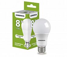 Лампа светодиодная A60 груша 8Вт 230В 4000К E27 GENERICA