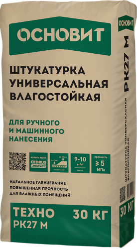 Штукатурка ОСНОВИТ ТЕХНО PK27M влагостойкая ручного и машинного нанесения 49шт
