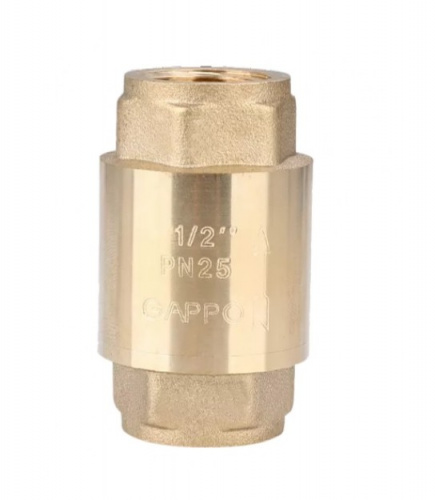Клапан обратный 1/2" В-В пружинный муфтовый с металлическим седлом Gappo