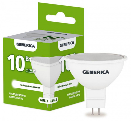 Лампа GU5.3 LED MR16 софит 10Вт 230В 4000К GENERICA Лампа GU5.3 LED MR16 софит 10Вт 230В 4000К GENERICA